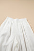 White Casual Tie Waist Pleated Wide Leg Pants